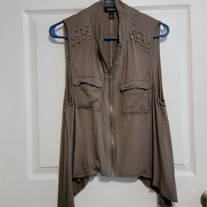 Torrid 0 studded taupe, zippered vest